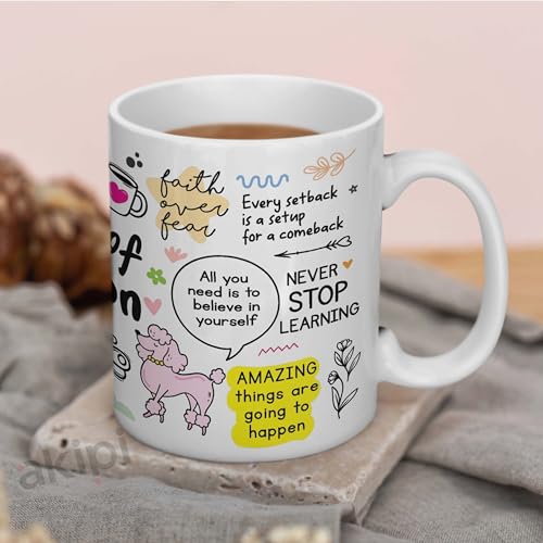 Image of Daily Affirmation & Motivation Mug Ceramic White Coffee Mug Collection, Gift for Positivity & Encouragement, 330ml, Microwave Safe, Set of 1 (The Mug of Motivation)