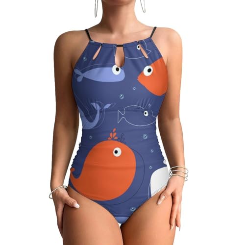 Maillots de bain une pièce femme contrôle ventre effet gainant baleine dessin animé