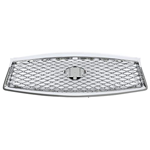 HECASA Front Bumper Grille Compatible with 2014-2017 Infiniti Q50 All Models Center Mesh Grill Chrome Silvery Replacement for IN1200119 by HECASA - Image 2