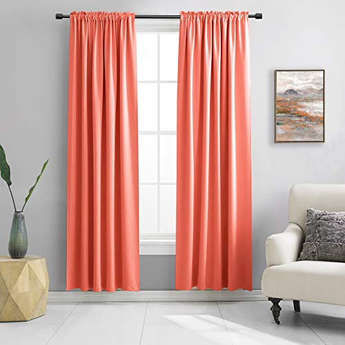 Image of DONREN Coral Blackout Curtains Rod Pocket Curtain Panels -Thermal Insulated Curtains for Living Room (42 W x 84 L Inch,2 Panels)