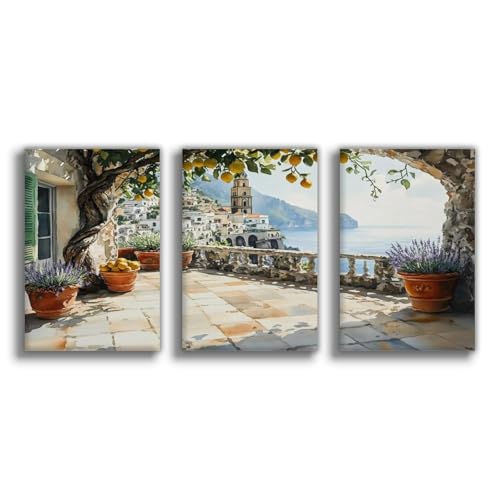 Poster toile côte amalfitaine pour raviver un mur blanc vide de bureau ou chambre