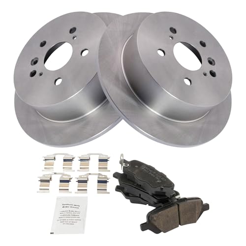 Image of TRQ Rear Ceramic Brake Pad and Rotor Set Compatible with 2009-2015 Toyota Venza