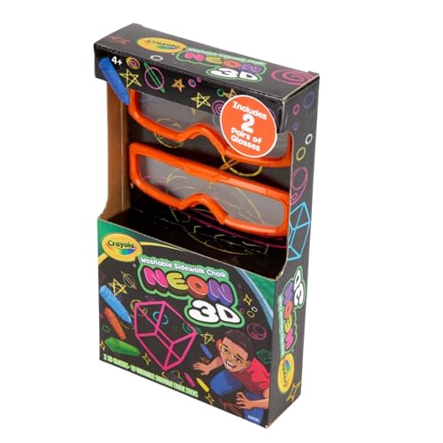 Crayola Neon 3D Washable Sidewalk Chalk Set, 10 Chalk Sticks with 2 Pairs of 3D Glasses, Ages 4+ - image 6