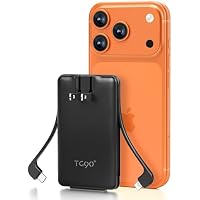 TG90 deg. 5000mAh Ultra Slim Power Bank with Built-in AC Plug & 2 Cables (Black)