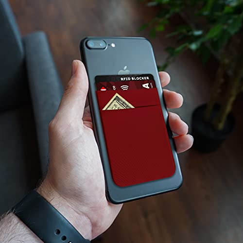 3Pcs Stick On Phone Card Pouch And 1 Wallet Shield Rfid Blocking Card, Adhesive Phone Pocket Wallet Fits Most Of Phones And Cases, Holds Credit Cards, Driving License, Earphone-Black, Blue, Red #TOP5