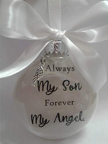Son Memorial Christmas Ornament Sympathy Gift with Angel Wing Charm
