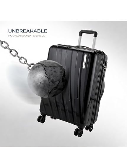 Image of Safari Cairo 8 Wheels, 5 Years Warranty (Cabin & Check-in) Polyproplyene Trolley Spinner Luggage Set of 3, 55Cm, 66Cm & 75Cm, Small, Medium, Large (Black)