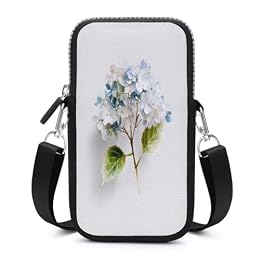 Watercolor Botanical Hydrangea Soft Pastel Crossbody Mobile Phone Bag Smartphone Bag With Adjustable Strap