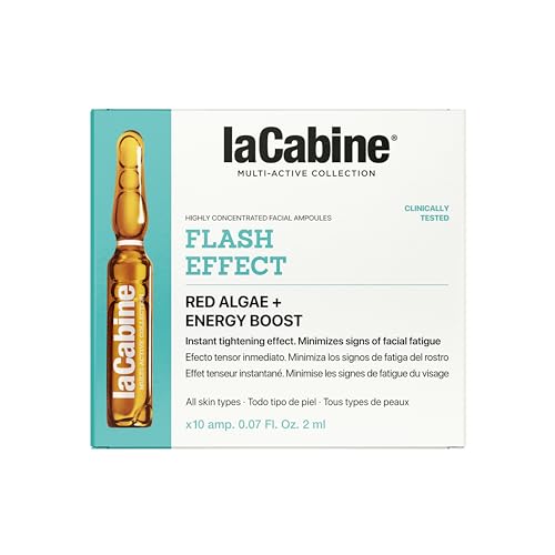 laCabine Ampollas Flash Effect 10x2ml | Sérum Facial Efecto Lifting en 1 Minuto | Fija Maquillaje 8h | Reafirma y Alisa la Piel | Anti-fatiga con Taurina Vegetal