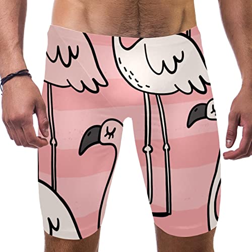 Jammers de natación para hombre bañador largo de entrenamiento flamingo de dibujos animados