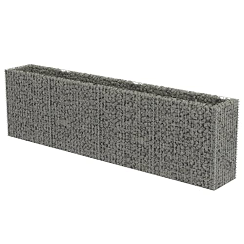 vidaXL Rectangular Gabion Raised Bed in Galvanized Steel - Sturdy and Durable Flower or Plant Bed - Weather-Resistant and Rustproof - Large Size