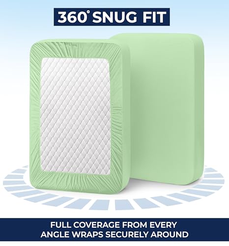 Image of Utopia Bedding Extra Deep Pocket Queen Fitted Sheet, Fits up to 21 Inch Mattress - Hotel Luxury, Soft, Breathable and Comfy - Shrinkage and Fade Resistant - Easy Care (Sage)