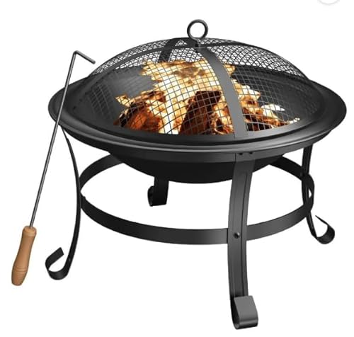 Tzumi Fire Pit, 20 inches Round, Sturdy Cold Rolled Iron,