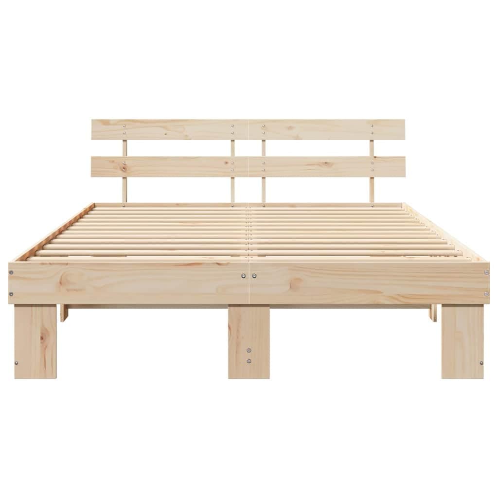 vidaXL Bedframe met hoofdeinde Naturel 160 x 200 cm Massief grenenhout | Genoeg plek onder het bed voor al je spullen, Gemaakt van stevig massief grenenhout, dat lang meegaat,