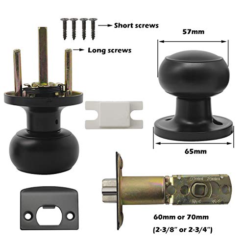 Gobrico Flat Ball Black Passage Door Locksets Hall And Closet Door Knobs Without Key 5Pack #TOP6
