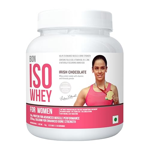 Image of 100% Protein Isolate Designed For Today's Women, 1kg | Muscle Recovery, Bone Strength, Menstrual Health & Holistic Well-being | 24g Protein, 329 mg Calcium, 81 mcg Folic Acid, Biotin, Vit C, B6, B12, 5.5g BCAA, Zinc and Minerals | Irish Chocolate (Pack of 1)