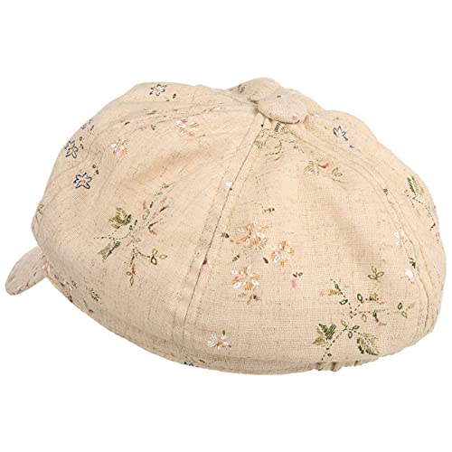 Lipodo Flowers Linen Newsboy Cap Women Beige 7 1/8-7 1/4 #TOP5