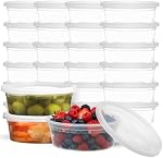 Deli Food Containers with Lids - 8 oz 60 Sets- Ideal for Food, Snacks, Takeout, Meal Prep - 1 Cup Small Durable Clear Containers for Food - Stackable and Durable, Freezer, Dishwasher & Microwave Safe