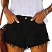 AKTCVVJ Short Jeans for Women Elastic Waist Jean Shorts Workout Outdoor Short Pants Summer Beach Vacation Shorts Black