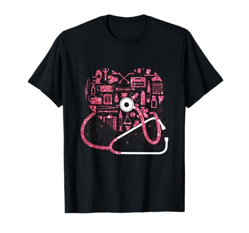 医学 聴診器 心臓 看護師 看護学生 Tシャツ