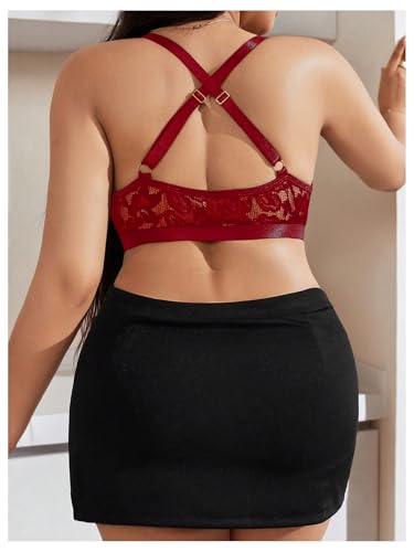 Image of MakeMeChic Women's Plus Size Lace Bralette Front Closure Bras Wireless Deep V Triangle Sexy Lace Bra