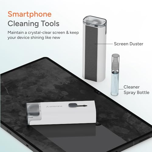 Image of Ambrane 7-in-1 Cleaning Kit | All-in-One Keyboard Cleaning Kit with Brush & Cleaner for Bluetooth, AirPods, Laptop, Tablet, Phone, iPad, Smartwatch, MacBook, Earbuds & PC Accessories (ACK-02 White)
