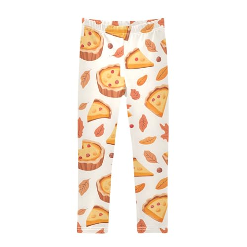 Vintage Leaves Sweet Cake Print Girls Leggings Soft Stretch Workout Yoga Dance Pants for Kids Casual Tights