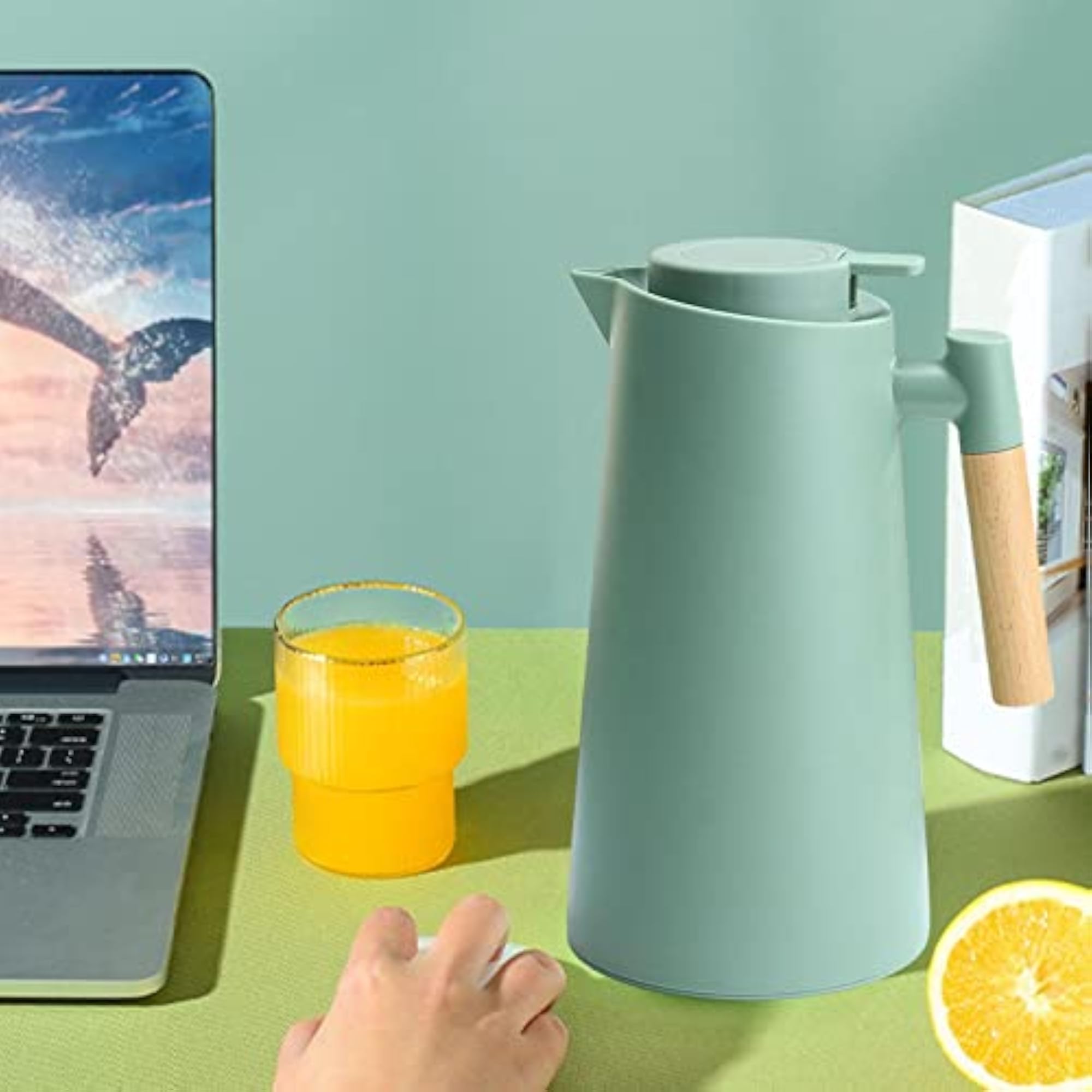 Thermal Insulation Kettle 1L Jug with Wood Handle