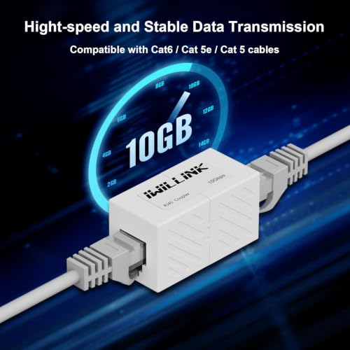 Image of iwillink RJ45 Coupler Ethernet Connector, Female to Female, 50 Pack, White