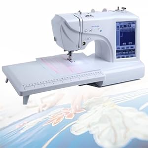Elektrische borduurmachine, automatische naaimachine 158 ingebouwde patronen, met borduurgebied op LCD-aanraakscherm, 210 ingebouwde letters en 30 patroonranden
