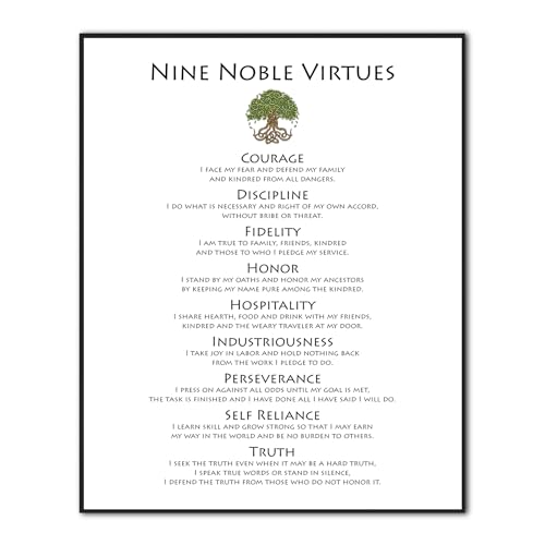 9 Noble Virtues Poster, Inspirational Wall Art, Positive Wall Decor Poster for Office Classroom, Motivational Quote Wall Decor for Bedroom Living Room, Great Gift for Friends, 11X14 inch Unframed