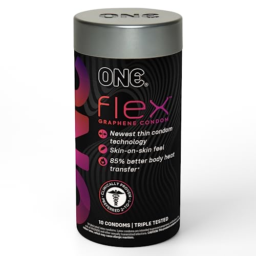 ONE Flex Extra Thin Graphene-Latex Condoms with Brass Pocket Case, 10 Count
