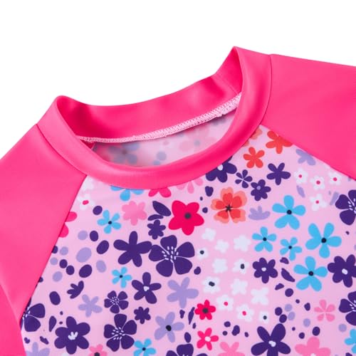 Image of Funnycokid Girls Swimsuit 3 Pieces Long Sleeve Rash Guard Set Tankini Bathing Suits Summer Kids Swimwear 3-10 Years