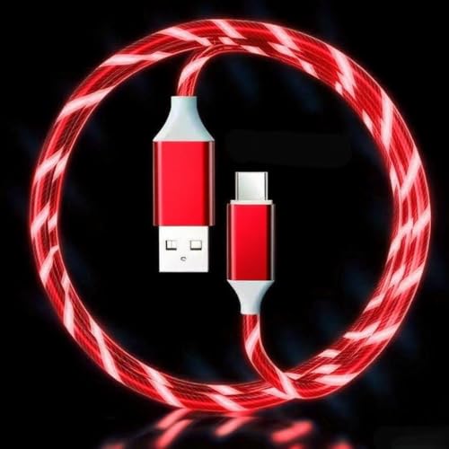 Image of USB A to C Android Data Cable, Red Model Supports Fast Charging and high-Speed Data Transmission, Equipped with LED to Display Current, Compatible with All Type C devices-39 inches Red