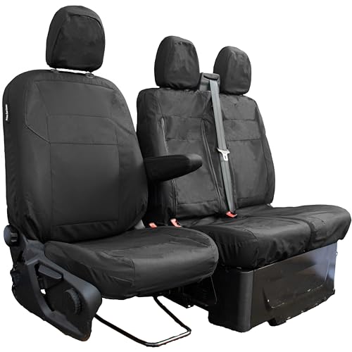 Sitzbezüge für Ford Transit Custom ab 2024, maßgeschneiderter Fahrer- und Doppel-Beifahrer, wasserdicht, strapazierfähig, einfach zu montieren, Ford Transit Custom Sitzbezug 2025, Armlehne für