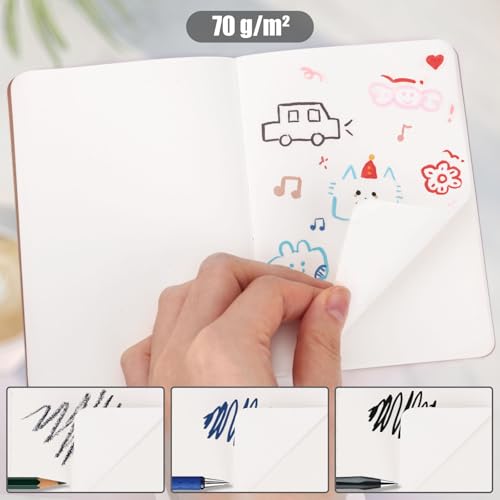 Koogel 24 Stück Klein Blanko Notizbücher, Notizbuch Journal Tagebuch Notizblöcke Schulhefte 13 x 9cm Notizbücher mit Kraftpapier-Einband Braun