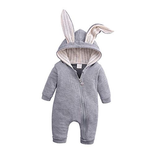 gazechimp Orelhas De Coelho Romper Macacão Outfits Roupas Bebê Meninos Meninas Infantil - Cinza (12-