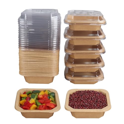 JAYEEY 18 oz Disposable Kraft paper bowls with lids,Food container 50 Pack