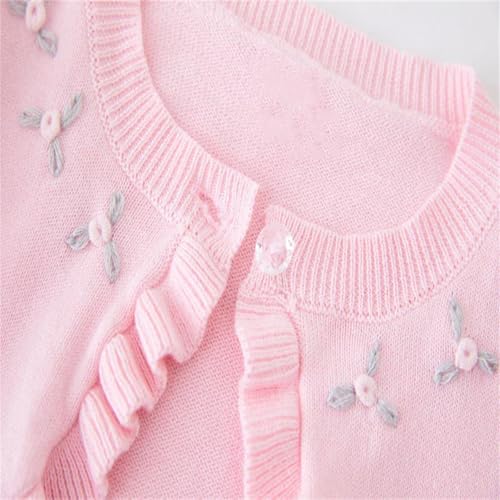 Girls Ruffle Cute Cardigan Open Front Bolero Shrug Kids Long Sleeve Cropped Elegant Knit Sweater for 3-10 Years4