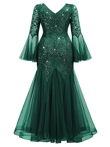 Image of MISSMAY Women's Plus Size Formal Evening Gowns Sequin Mermaid Tulle Dresses