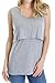 Smallshow Women's 3 Pack Maternity Nursing Tank Tops Medium Blue Stripe-Black-Grey