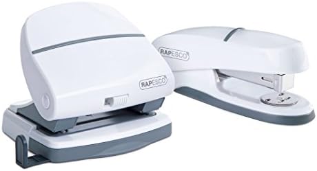 Rapesco 1275 P20 Shimma Stapler and Hole Punch Set, White