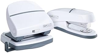 Rapesco 1275 P20 Shimma Stapler and Hole Punch Set, White