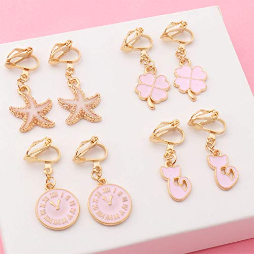 SOTOGO 16 Pairs Clip On Earrings Unicorn Rainbow Sweet Earrings for Little Girls and Women