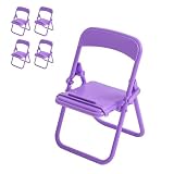 5PCS Foldable Mini Chair Phone Stand – Cute Desk Holder for Phones & Tablets（Purple）