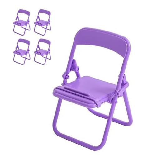 5PCS Foldable Mini Chair Phone Stand - Cute Desk Holder for Phones & Tablets（Purple）