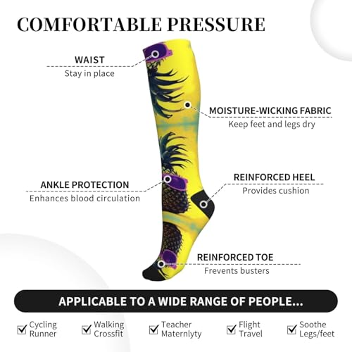 Psych Pineapple Quote Print Compression Socks,Compression Ankle Support Socks,For Men Women Running Athletic3