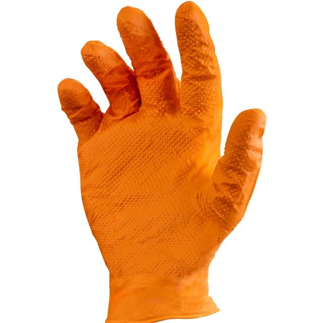 ORANGE NITRILE POWDER FREE TEXTURED GLOVES, LG 10