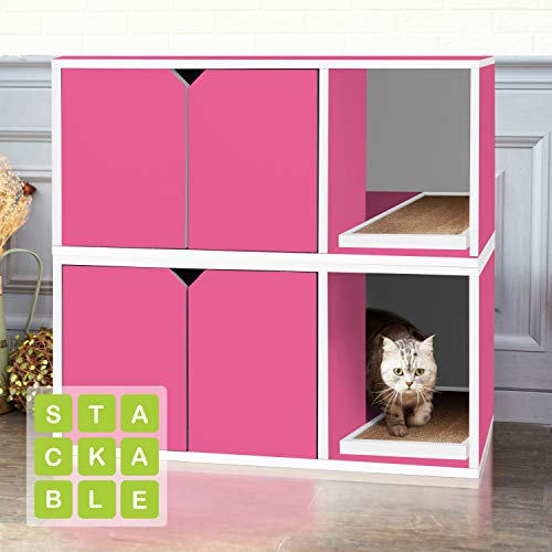 Way Basics Eco Cat Litter Box Enclosure Modern Cat Furniture (Tool-Free Assembly and Uniquely Crafted from Sustainable Non Toxic zBoard Paperboard), Orange
