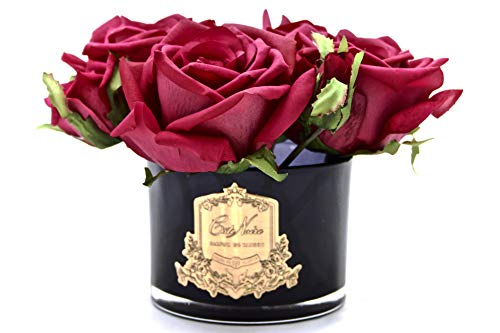 Cote Noire Cinco rosas rosas rosas rojas rojas y rosadas perfumadas en un florero de cristal negro Cover